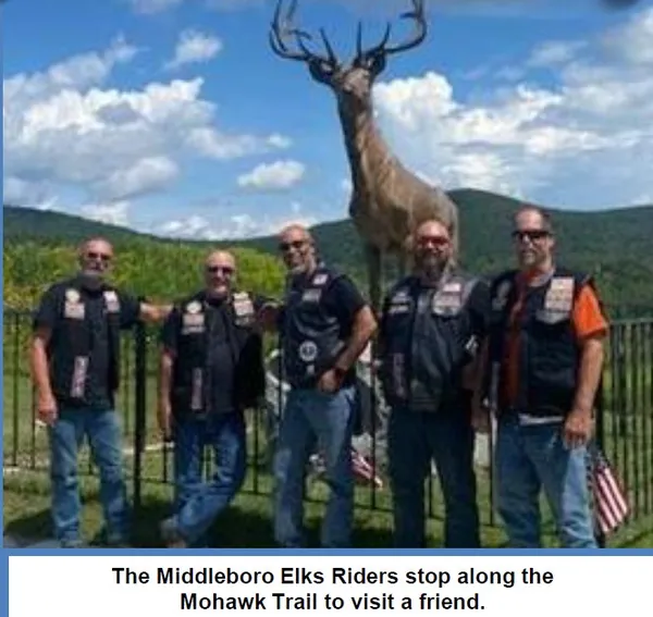 Middleboro Elks Riders stopped along the Mohawk Trail